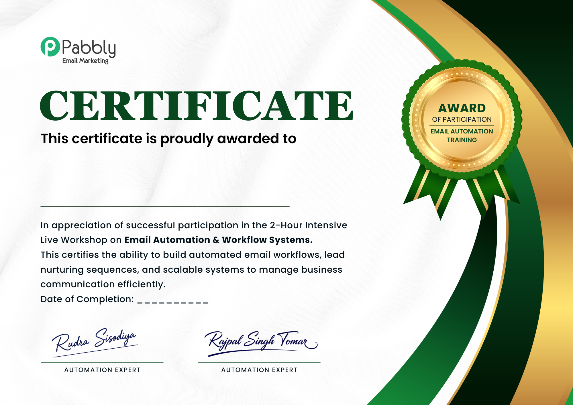 Email Automation Certificate