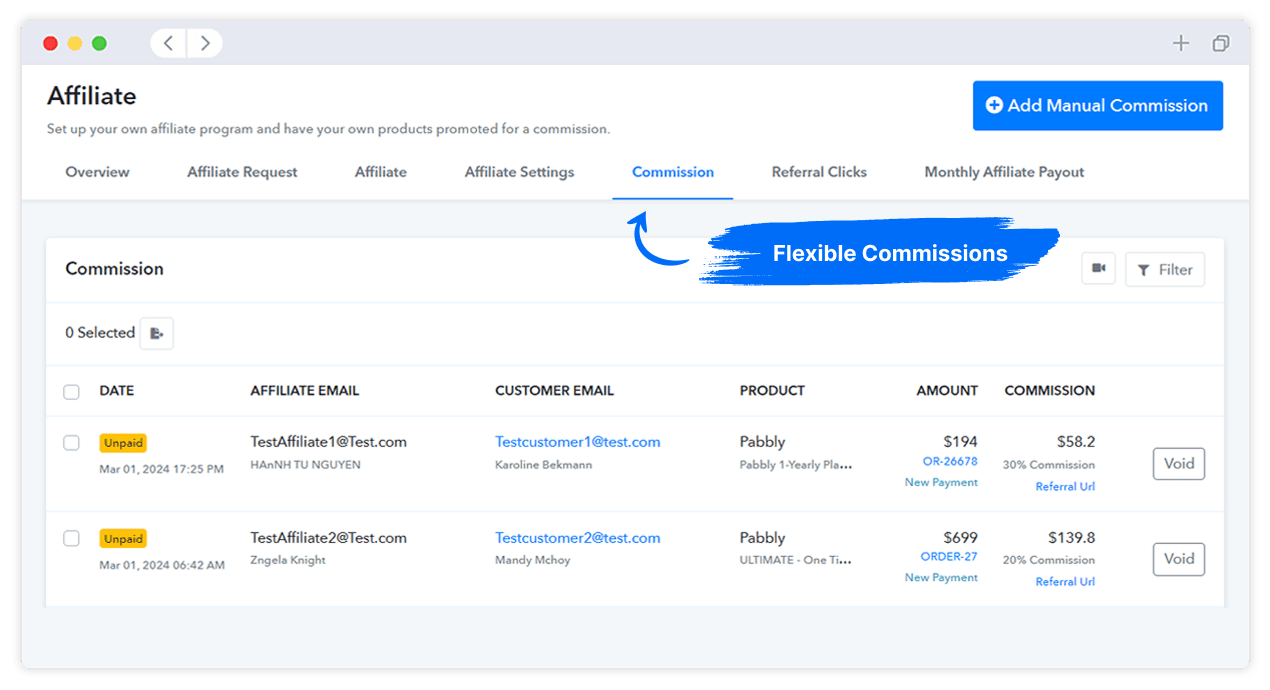 Flexible Commission Management