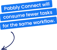 Pabbly Connect will consume fewer tasks for the same workflow