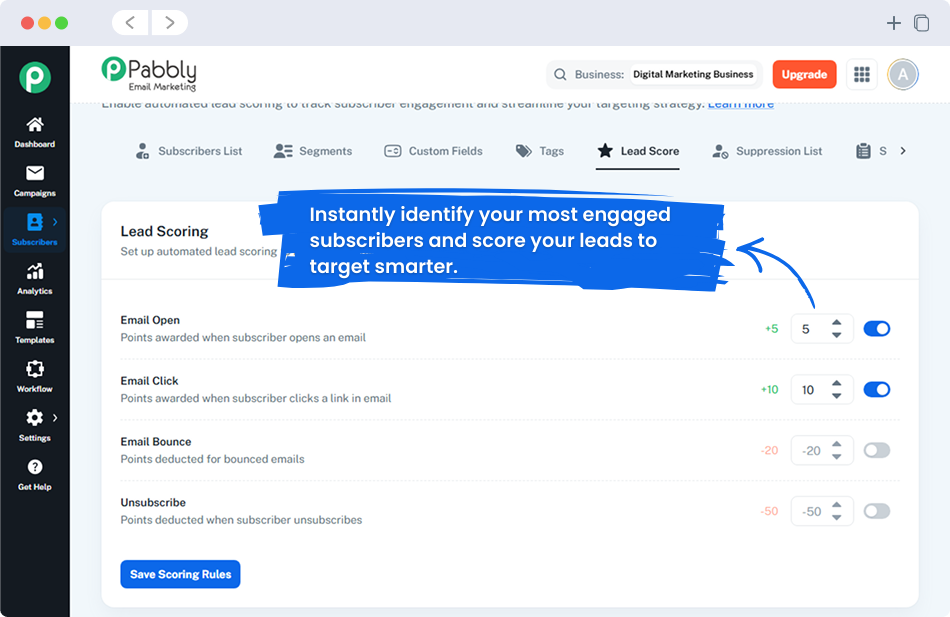 Lead Score Your Subscribers