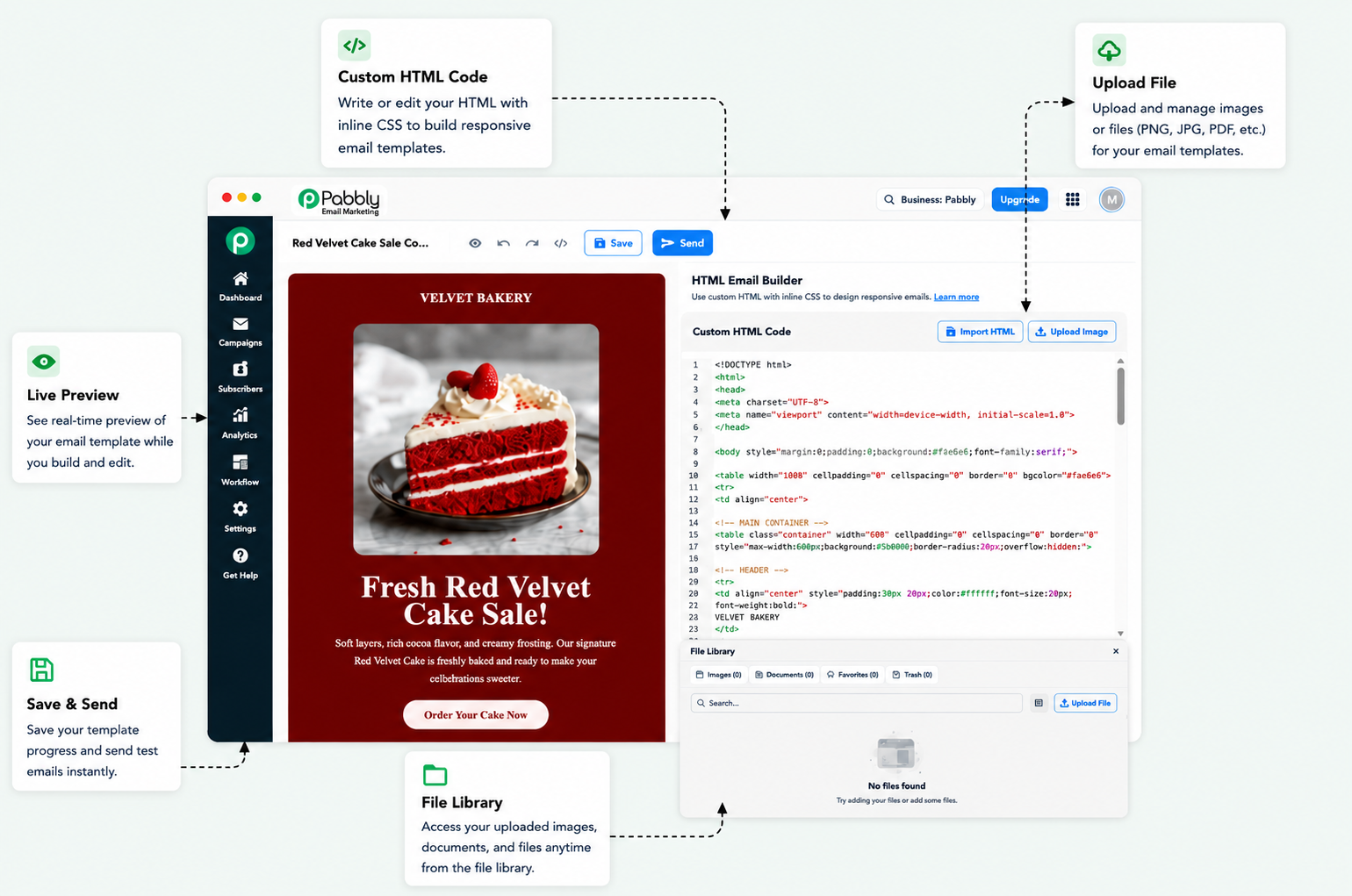 Pabbly Email Marketing HTML email builder